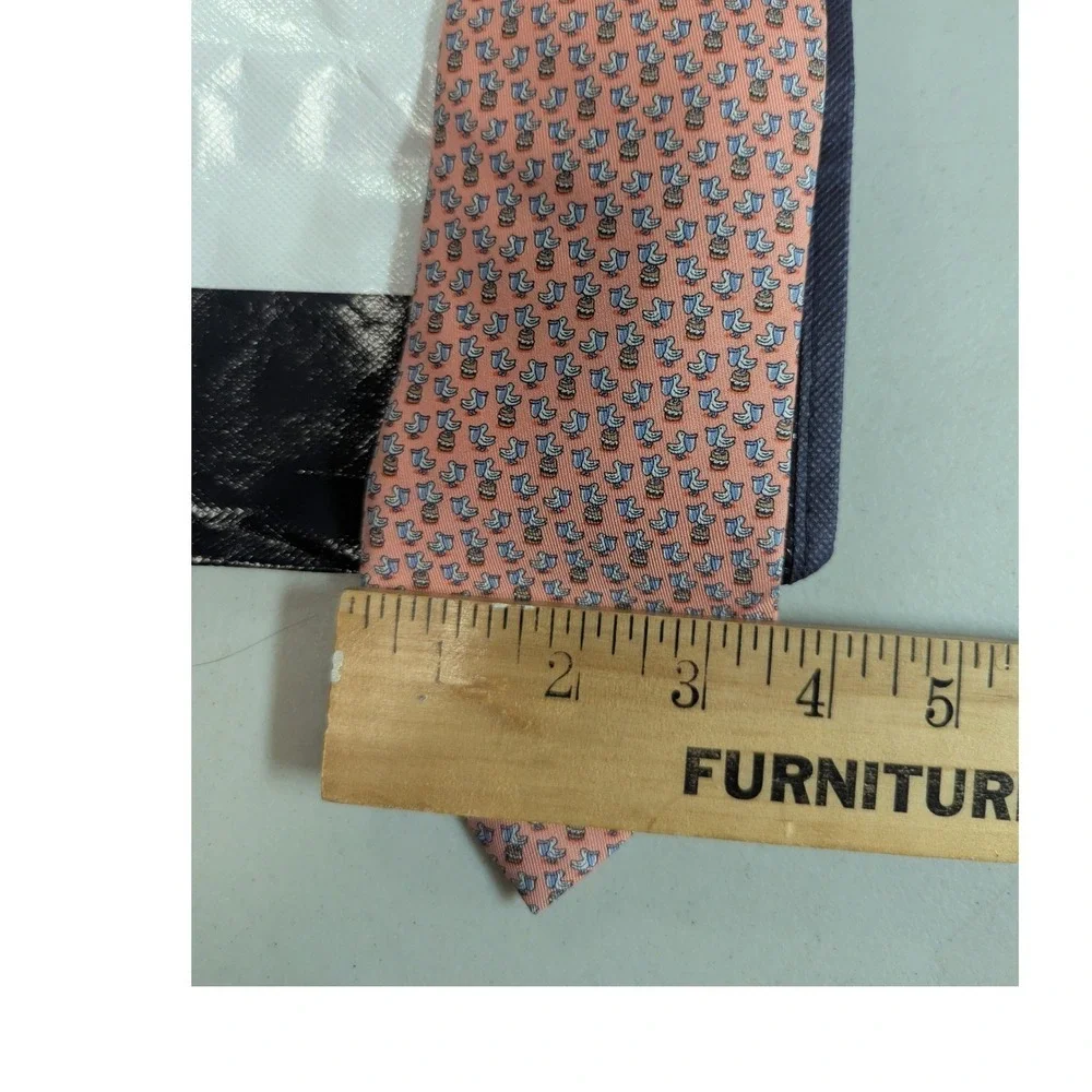 Vineyard Vines Men's Silk Tie Pink Pelican & Fish Bucket Made in USA + Bag